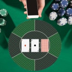 홀덤테이블 라운드 포커 매트, 23x23in, 텍사스 홀뎀 용 방수 접이식 휴대용 그린 테이블 탑, 소음 : 오에스트레이딩11