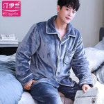 파자마세트 H5897 남성 잠옷 세트 두꺼운 코랄 플리스 젊은 플란넬 긴 소 남자잠옷세트 : 서현13원흥