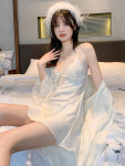 실크 슬립 원피스 허니문 잠옷 섹시 파자마 봄가을 아이스 가운 여름 나시 소녀감 세트 : 제이원88