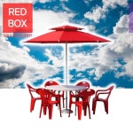 정원 테라스 옥상 파라솔 세트 야외 테이블 세트 야외용 탁자 : redbox