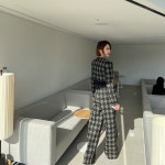 체크 트위드 싱글 자켓 팬츠 세트 : 몽아미