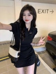 퍼프 소매 원피스 핑크 티셔츠 퍼프 슬리브 드레스 졸 매 끈 슬리밍 : 터키시골총각