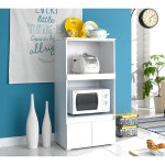 전선홀형 컬러 하이그로시 3단 전자레인지 밥솥 수납장(60cm 3색) 밥통 전자렌즈 예쁜 : 자르파라