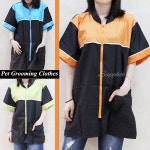 애견 미용복 가운 애완동물 숍 작업 유니폼 뷰티 미용실 작업복 지퍼 개 호흡 앞치마 G0 : 오다직구