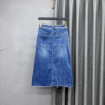 데님 롱스커트 청치마 A 라인 옆트임 : 올리니샵