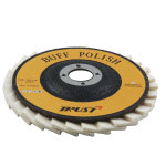 100mm(4인치) 양모디스크 휠 빠우 고광택 마무리용 / 플랩type(날개형)두꺼움 4T : 사포박사