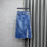 데님 롱스커트 청치마 A 라인 옆트임 : 올리니샵