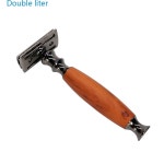 더블 리터 남성 빠는 장치 복숭아 나뭇결 알루미늄 핸들 수동 면도기 구식 양면 : 깡통마켓몰