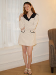 [살롱드욘] 러플 카라 미니 원피스_ 아이보리  [Ruffle Collar Mini Dress_ Ivory] : 살롱드욘