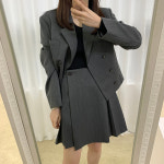 랩 버튼 스커트 랩 스커트 핀턱 스커트 SK : 에스무드
