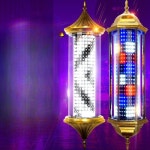 LED 미용실 싸인볼 레트로 미용실 이발소 사인볼 벽걸이 헤어 샬롱 야외 방수 라이트 조명 간판 입간판 : 솔로몬의쇼핑