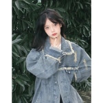 루즈핏 청자켓 캐주얼 봄 가을 여성 데님 빈티지자켓 : 판다주