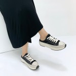 캔버스 뮬 스니커즈 운동화 슬리퍼 키높이 통굽 블로퍼 굽 4cm : 프리-센스