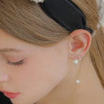 제이로렌 14K 체인 진주 여성 포인트 금 롱 드롭 패션 귀걸이 : 제이로렌