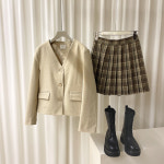 [J0774] 데일리수잔 노카라 브이넥 포켓 자켓 (어깨패드) : 데일리수잔