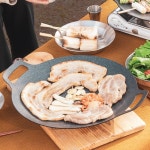 통주물 그리들 팬 무쇠 불판 인덕션 하이라이트 화로 삼겹살 구이 곱창 캠핑 바비큐 36cm : 공간의감각