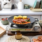 고기 불판 삼겹살 맥반석 주물팬 솥뚜껑 주철 야외 그릴 한식 바베큐 카세트로 철판 가정용 : 굳즈토어