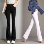 힙제이 부츠컷팬츠 빅사이즈 화이트 블랙 여성 부츠컷 나팔바지 4XL : 힙제이