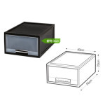 국내제조 가로 40cm 세로54cm 대용량 블랙 플라스틱 정리함 40-1호 : 대주기획