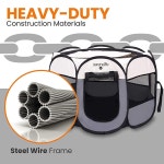 SereneLife ONTheGO 접이식 휴대용 반려동물 텐트 8패널 플레이펜 개 및 고양이용 음식/물 그릇 포함 메시 운동 강아지 놀이터 반려동물 집... 
