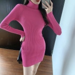 블링앤수 여성 파티 터틀넥 여신 미니 원피스 KZZ473 핑크 : 블링앤수.