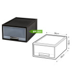 국내제조 가로 36cm 세로48cm 대용량 블랙 플라스틱 정리함 36-1호 : 대주기획