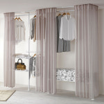 왕자 어바웃 드레스룸 5P 체크시스루 커튼 밀폐 이불 선반형 행거 : 왕자행거