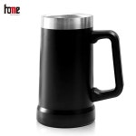 컵 검정Beermug 열 화이트 핸들 스테인레스 스틸 맥주 머그잔 이중 벽 진공 단열 : 가로수-1