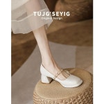 메리제인 미들굽 낮은굽 5cm 웨딩슈즈 원피스 구두 드레스 피로연 셀프웨딩 스냅촬영 브라이덜샤워 : 까누