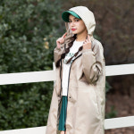 여성골프우비 헬로버디 아노락 베이지 비옷 A라인 파우치포함 : 헬로버디 골프