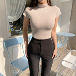 베이직 슬림 핏 스판 반폴라 캡소매 반팔 나시 티 4컬러 : 글램핏 GLAMFIT