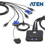 ATEN 2포트 VGA RGB KVM스위치 USB 케이블일체형 CS22U : 성진케이블