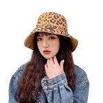 레오파드 프린트 양면 어부 모자 2021 여름 새로운 모든 경기 접이식 태양 모자 여성 한국어 플랫 탑 빅 브림 분지 모자 : 댄스위드미