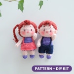 [코바늘 DIY] 하나, 두나 미니 뜨개질 뜨개 코바늘 인형 키트 패키지 : 바이브리