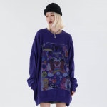 니트맛집 찢어진 오버핏 그래피티 나염 데미지 니트 : 도도 글로벌마켓