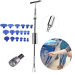 호환 차체 페인트리스 T-바 풀러 수리 도구 핫 멜트 접착제 멀티 사이즈 흡입 컵 풀 키트 우박 구덩이 덴트 제거 세트 : 두나점빵