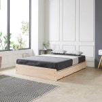 고급 호텔급 슈퍼싱글 원목 무헤드 수납 침대 프레임 SS 평상형 로맨틱 1인 : 유니스마일