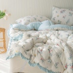 리빙밸류 플라워 세미 차렵이불 먼지없는 사계절 푹신한 부드러운 봄 가을 겨울 이불세트 : 리빙밸류