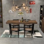 식당용 테이블 업소용 카페 산업 스타일 복고풍 튼튼한 원목 식탁 레스토랑 직사각형 단철 : 굳즈토어