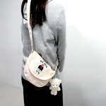 휴대폰 핸드폰 가방 여행 보조 미니 크로스 백 옆으로 매는 체험 놀이공원 이중 잠금 장치 : 오트밀화이트