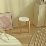 에코상사 원형 원목스툴 원목의자 벤딩스툴 화이트 : ECHO DIY