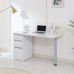 인테리어 데스크 우드 테이블 원룸 사무실 공부방 서재 컴퓨터 PC 곡선형 나무 미니 화이트 아카시아 다리 프레임 3단 서랍 수납 1인용 ㄷ자... 