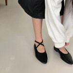 밴딩 메리제인플랫 X스트랩 스틸레토 플랫슈즈 2cm : 더 예뻐