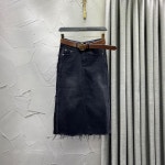 데님 롱 스커트 진청 청치마 미디 G6113 : 김미패션
