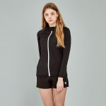 여성 수영복 긴팔 집업 래쉬가드 세트 루즈핏 상의 비치웨어+반바지 빅사이즈 3401 블랙 : 레이지비 LAZYBEE