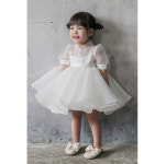 여아 아동 키즈 유아 돌아기 화동 결혼식 하객룩 화이트 쉬폰 공주 드레스 : 귀여운양양