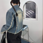[unisex]y2k 언더핏 수술 워싱 오버핏 데님 자켓 : 제이키퍼