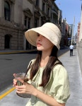 [은창]프론트 다운 라운드 선캡 모자 사계절 썬캡 여성 면 사파리 : 은창