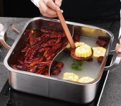 킹스텐 사각 반반냄비 어묵탕 떡볶이 따로냄비 샤브샤브 전골 스텐 냄비 : 러너온샵