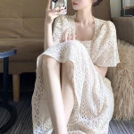 여성 상큼한 청순 펀칭 원피스 바캉스 봄 여름 20대 30대 여친 선물 : 그랑티엔다